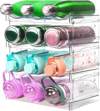 Famanu – Stapelbare waterfles organizer 4 lagen – Flessenhouder voor kast en koelkast – Elk rek geschikt voor 3 flessen