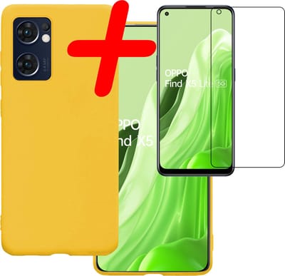 Hoesje Met Screenprotector - Geschikt voor OPPO Find X5 Lite - Sterk & Shockproof - Back Cover - Siliconen Case - Telefoon Hoes - Geel