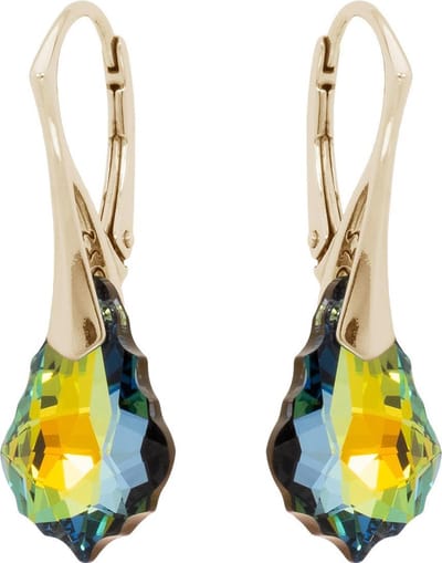 DBD - Goud Vergulde Zilveren Oorbellen - Swarovski Kristal Elements - Barok Gouden Schaduw - 16MM - Anti Allergisch