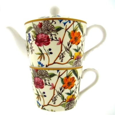 Tea for One Theeset – William Kilburn – Theepot met Mok – Bloemenmotief – 350 ml – Porselein