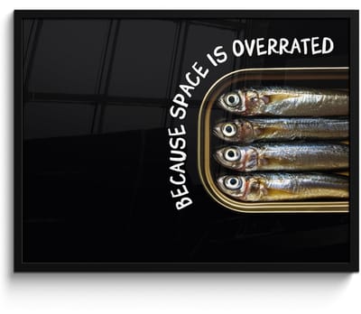 Poster in lijst - Fotolijst 70x50 cm - Posters - Sardines - Tekst - Vis - Blik - Posterlijst zwart - Decoratie - Wanddecoratie woonkamer - Muurdecoratie slaapkamer