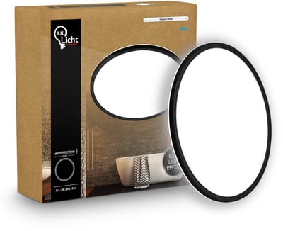 B.K.Licht Shallow - LED Badkamerlamp Plafonniere - paneel plafondlamp - badkamerverlichting met neutraal wit licht - IP44 - Ø29 - zwart