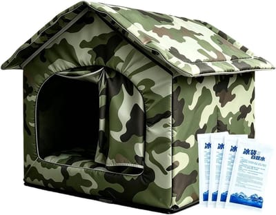 Gekoeld Kattenhuis - Zomer Nest - Buiten Verblijf - Waterdicht Ontwerp - 36B x 10H cm - Grijs