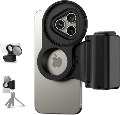 2-in-1 Smartphone Handgreep met Bluetooth Afstandsbediening en 67mm Filteradapter voor iPhone 16 Pro Max, 15 Pro Max en 14 Pro Max - Perfect voor Fotografie en Videografie