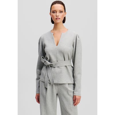 Karl Lagerfeld Double Jersey Vneck Sweatshirt Light Grey Melange Taglia: XS | Maglie a manica lunga Outlet | Donna | Grigio