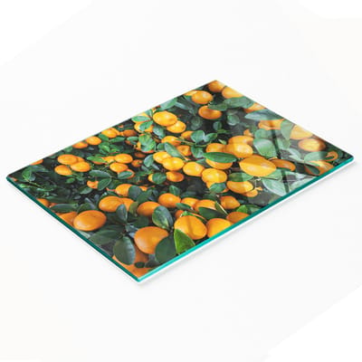 Multifunctioneel decoratief glazen bord met mandarijnprint 80x52 cm
