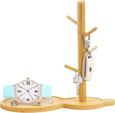 Houten Sleutelhanger voor Entree Tafel, Sieraden Organizer met Hangers voor Ringen, Telefoon, Armbanden en Horloges in Entree en Slaapkamer