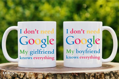 I dont't need Google Couple BF & GF 2 Stuk Mokken - Valentijn cadeautje voor hem - Valentijn cadeautje voor haar - Verjaardag cadeau - Cadeau voor man - Cadeau voor vrouw - Verjaardag cadeau vrouw - Grappige cadeaus - Mokken - Theeglazen - Koffie