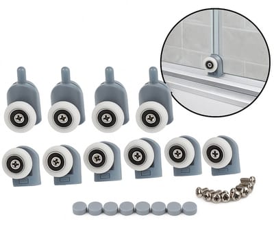 BOTC Douchedeurrollen - verstelbare douchedeurrollen - 8 stuks - Accessoireset met dubbele rol voor douchedeuren