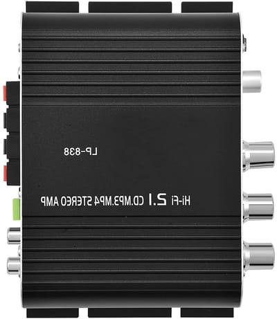 Eindversterker Stereoversterker, Digitale Versterker Mini HiFi 2.1 Stereo Bass Auto Car Home Audio Eindversterker met en 3,5 Mm Audio-ingang (Zwart)