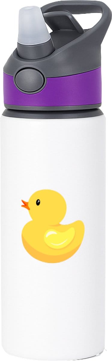 Hacebo® - Badeend waterfles met rietje paars - Bad eend - Kinderen - Kuikentje - vogel - dieren - water fles - 650ML