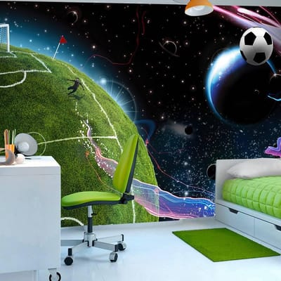 200cm X 140cm - Fotobehang - Space match, voetbal