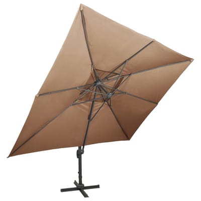 vidaXL - Zweefparasol - met - dubbel - dak - 400x300 - cm - taupe