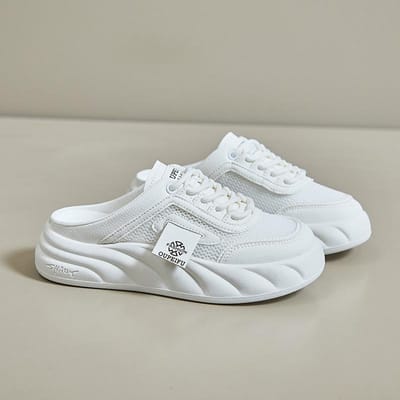 Nieuwe Muffin Schoenen Dames Nieuwe INS Platform Casual Dames Schoenen Mesh Ademend Halve Pantoffels Board Schoenen 40 gray