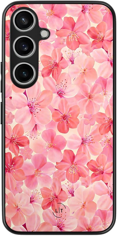 Leuke Telefoonhoesjes - Hoesje geschikt voor Samsung Galaxy A55 - Pink flowers - Backcover zwart - Bloemen - Roze