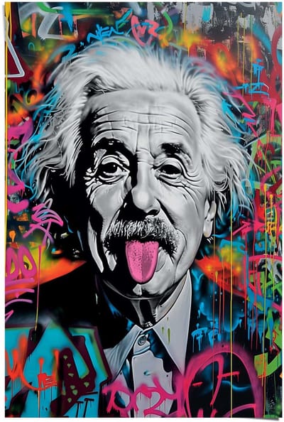 Poster Einstein Tongue - 91,5 x 61 - Papier - REINDERS
