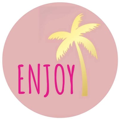 Stickers - "Enjoy" - 39mm - 250 Stuks - Poeder Roze / Metallic Goud - Serie (Goldy Stickers) - Sluitsticker - Etiketten - Stickers Bullet Journal - Volwassenen / Kinderen - Cadeaus - Decoratie