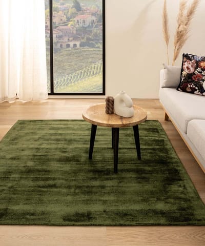 Viscose vloerkleed vierkant - Glamour groen 100x100