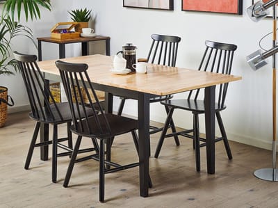 HOUSTON - Uitschuiftafel - Lichtbruin/Zwart - 120/150 x 90 cm - Hout