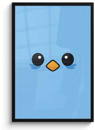 Poster in lijst - Fotolijst 60x90 cm - Posters - Vogel - Blauw - Eenvoudig - Posterlijst zwart - Decoratie - Wanddecoratie woonkamer - Muurdecoratie slaapkamer
