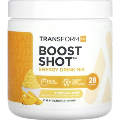 TransformHQ, Boost Shot, Mélange pour boisson énergisante, Tropical Whip, 4,4 oz (126g)