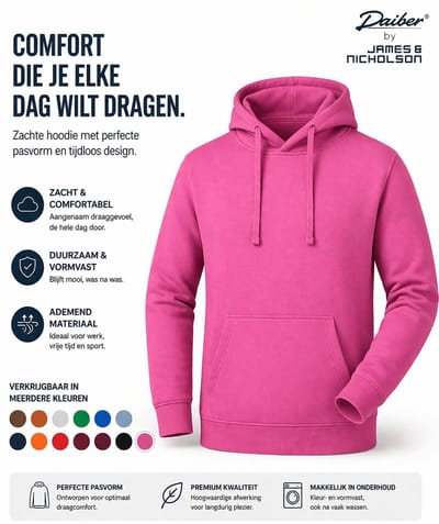 Daiber Hoodie Heren - Sweatshirt Heren met Capuchon - (Roze) - Maat M - Inclusief 2 TLRGolf Wasknijpers