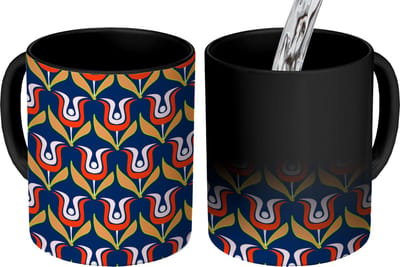 Magische Mok - Foto op Warmte Mokken - Koffiemok - Retro - Tulp - Abstract - Design - Magic Mok - Beker - 350 ML - Theemok