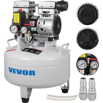 Compresseur d'air vertical 6,6 gallons Ultra silencieux Sans huile Réservoir 30L Compresseur d'air silencieux 850W Compresseur sans huile Faible bruit