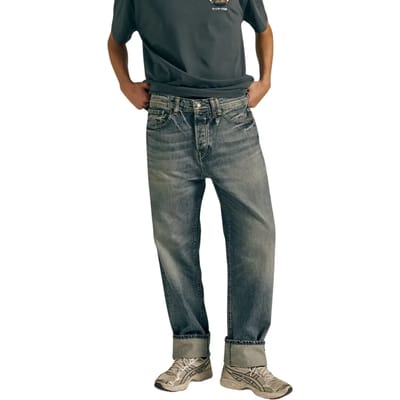 Jeans met een opgerolde pijp Japan Rags Fukui