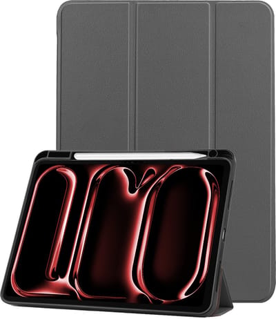 Hoes - Geschikt voor Apple iPad Pro (2024/2025) - 11 inch - Dun & Stevig - Trifold Bookcase - Hard Cover Case - Met Uitsparing Geschikt voor Apple Pencil - Hardcover Book - Tablet Hoesje - Grijs