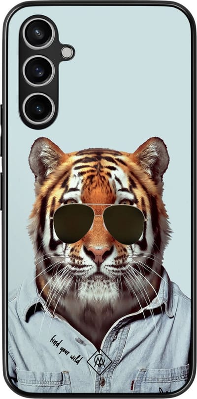 Casimoda® hoesje - Geschikt voor Samsung Galaxy A15 - Tijger Wild - Zwart TPU Backcover - Tijger - Blauw