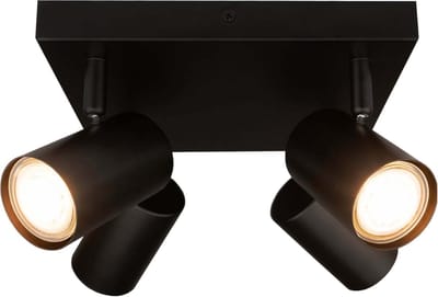 Ledvion LED Plafondspot Zwart 4-lichts Vierkant GU10 3W warm wit