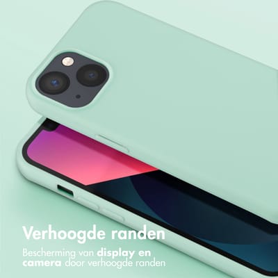 Selencia Hoesje - Geschikt voor Apple iPhone 13 - Siliconen hoesje met afneembaar koord - Turquoise