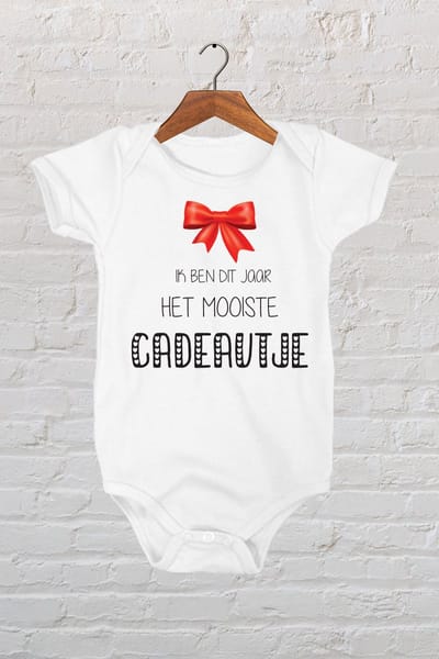 Hospitrix Baby Rompertje met Tekst "Het mooiste Cadeautje" |Kerstcadeau | 0-3 maanden | Kerst zwangerschaps aankondiging | Cadeau voor Zwangerschap | Bekendmaking | Aankondiging | Aanstaande Moeder | Moederdag