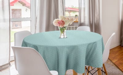 ABAKUHAUS Water Ronde Tafelkleed, Ronde lijnen, Bubbels Zee, Cirkelvormige Tafelkleed Hoes voor eetkamerkeukendecoratie, 150 cm, hemelsblauw wit