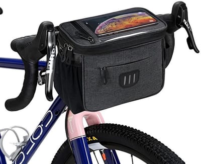 Maison Elara Waterdichte Fietsstuurtas - 6L Grote Capaciteit met Telefoonhouder - Stuurtas voor Mountainbike, Racefiets, Vouwfiets - Grijs