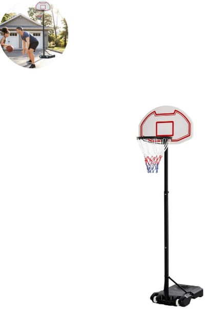 Basketbalpaal - Basketbalring - Verstelbaar in hoogte - 195 tot 250 cm - Voor buiten - Met wieltjes - Weerbestendig
