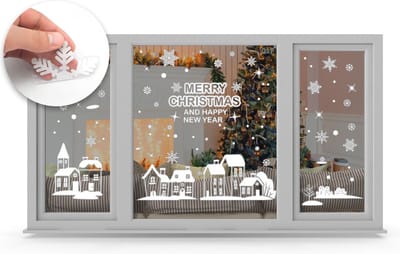 Q2P - Kerst Raamstickers - Kerstdorp - Wit - Raamdecoratie Stickers - Raamversiering – Dorp - Kerst - 87 Stuks