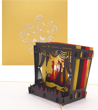 3D Pop-up Theater verjaardagskaart - Elegante Uitnodigingskaart in Goud