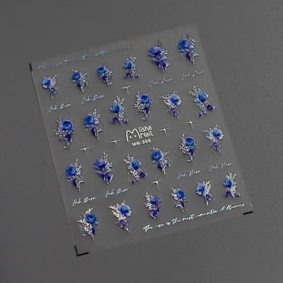 1 pièces 5D luxe Rose Design Nail Art breloques autocollants rouge bleu fleur ongles décorations auto-adhésif décalcomanies curseur bricolage gray