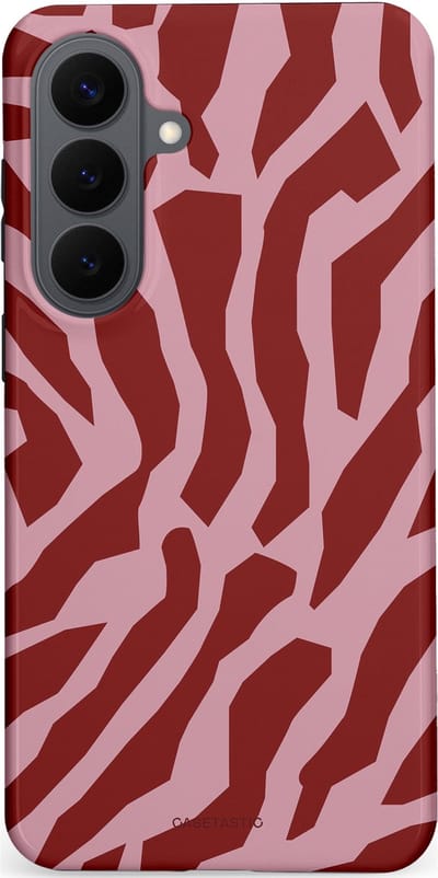 Casetastic Hoesje Geschikt voor Samsung Galaxy S26 Plus - Stijlvolle Beschermende Duo-layer Case - Rode Roze Framboos Zebra Strepen