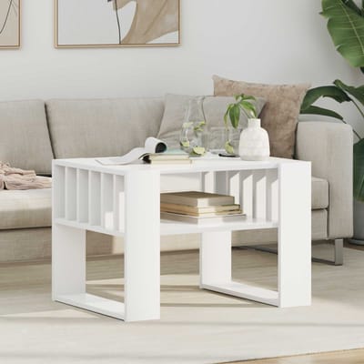vidaXL - Salontafel - Wit - 66 - x - 49,5 - x - 45 - cm - Bewerkt - hout