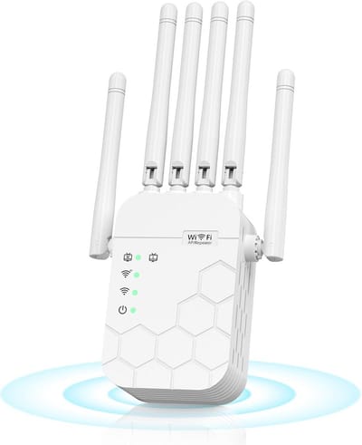 Wifi Versterker Repeater met 6 Antennes - 300 Mbps Range Extender voor Thuis - Router/AP Modus & LAN-aansluiting