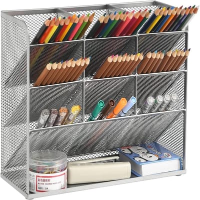 Unyqoos ® Uitgebreide Multifunctionele Bureau-Organizer met 9 Vakken voor Efficiënte Opbergruimte in Huis en Kantoor