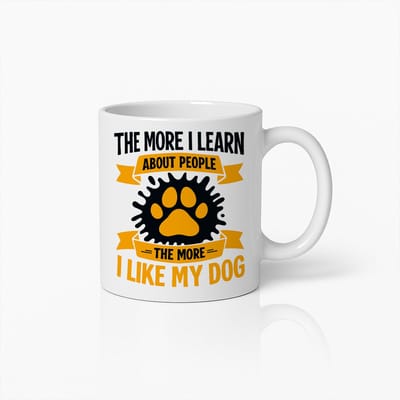 Grappige Hondenliefhebber Witte Mok – “Hoe Meer Ik Over Mensen Leer, Hoe Meer Ik Van Mijn Hond Houd” – 330 ml Keramische Koffiemok