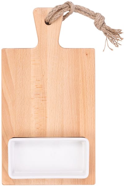 Bowls and Dishes | Puur Hout | Duurzaam | Beuken Foodplank 35 cm 1 vak 1 schaaltje wit