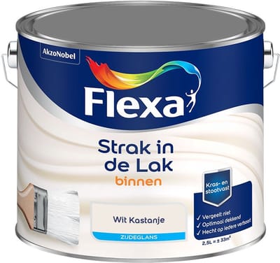 Flexa - Strak In De Lak Binnenlak Zijdeglans - Wit Kastanje - Mengverf - 2,5 L