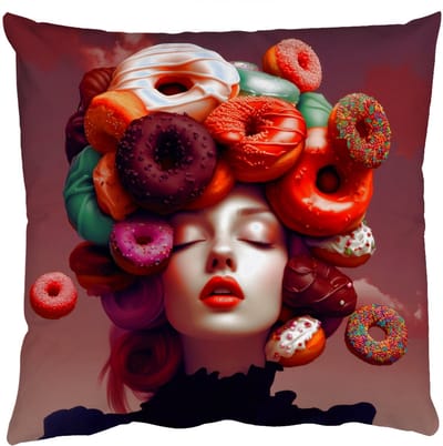 Sierkussens - Kussentjes Woonkamer - 50x50 cm - Vrouw - Donuts - Kleurrijk