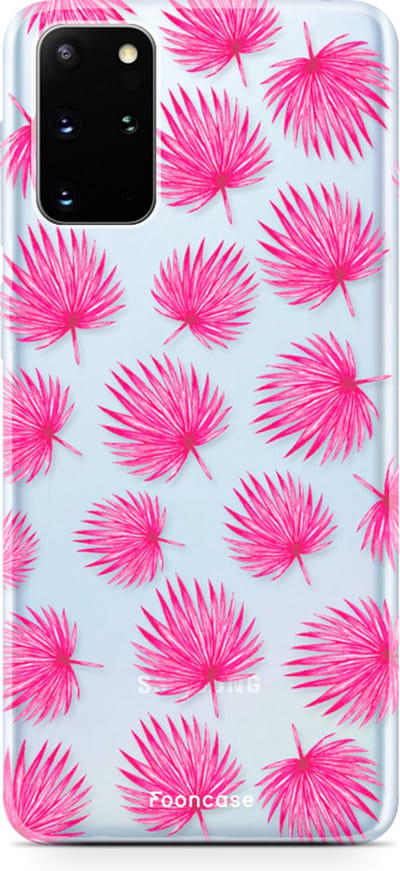 Fooncase Hoesje Geschikt voor Samsung Galaxy S20 Plus - Shockproof Case - Back Cover / Soft Case - Pink leaves / Roze bladeren