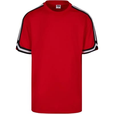 Urban Classics - Oversized Stripes Mesh Heren T-shirt - S - Rood
